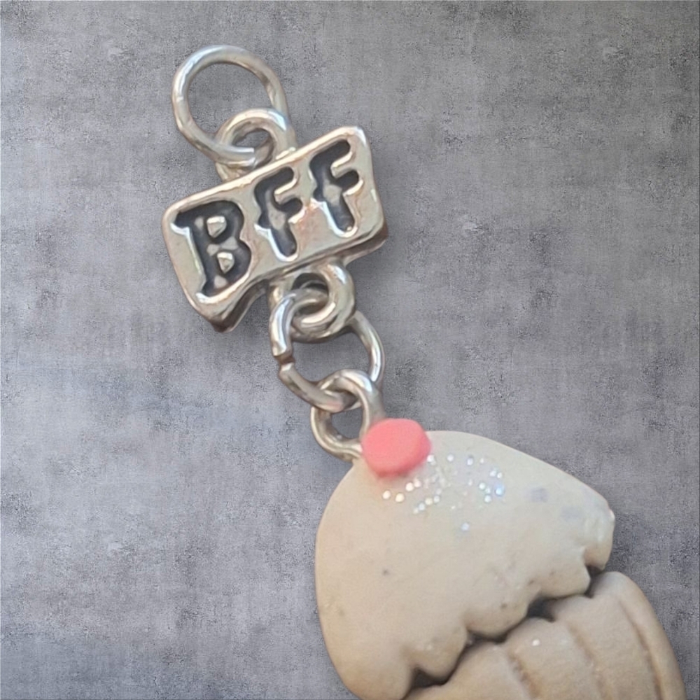 Silver and Pink BFF Cupcake Key Holder Charm - Picture 5 of 5